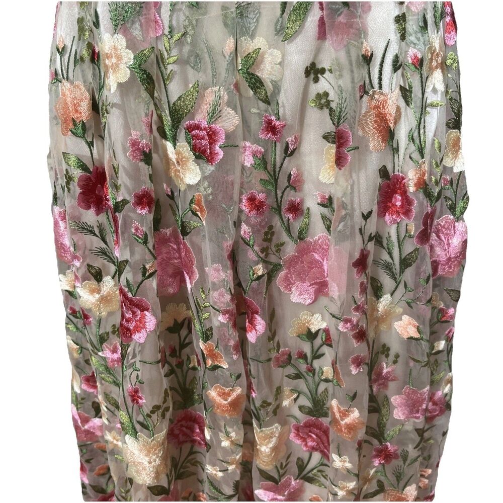 Tahari Dress Spring Summer Flower Embroidery Cold Shoulder - Picture 5 of 16